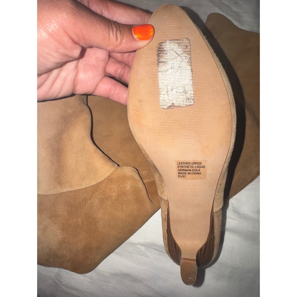Silent D Erena Kitten Heel Boots Tan Suede Tall EU 37 US 7 Anthropologie - Picture 6 of 13